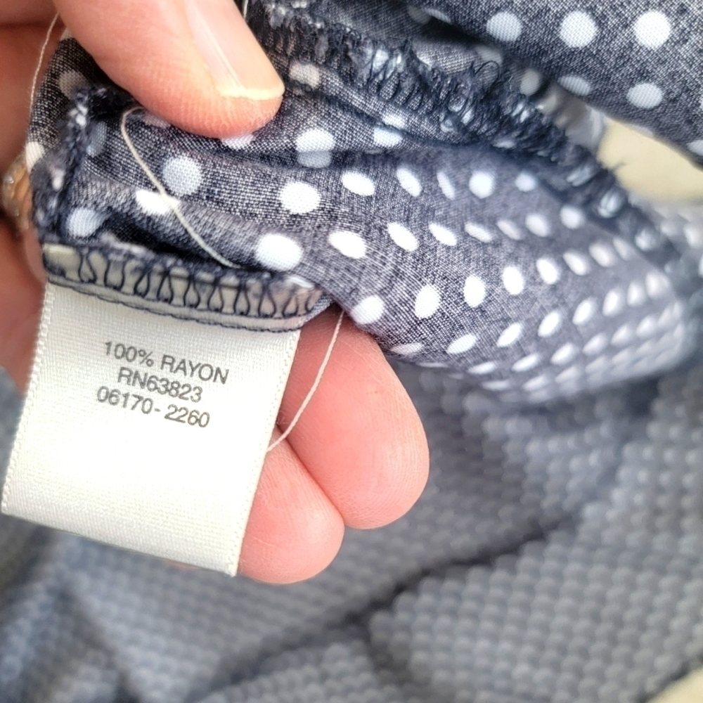 CHRISTOPHER & Banks Navy and White Polka Dot Ruffled Hem Skirt - Picture 5 of 6